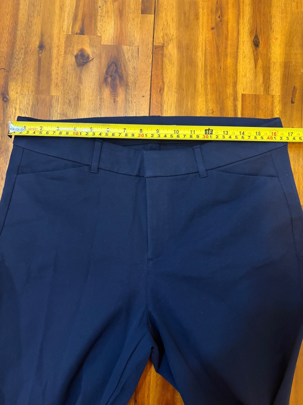 Old Navy High-Waisted Pixie Flare Pants Navy Blue Dress Trousers Stretch size 14 - Picture 4 of 6